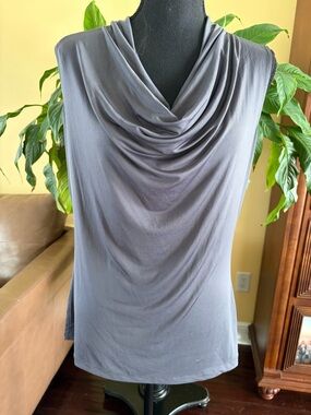 Worthington dark gray sleeveless cowl-neck top - Medium